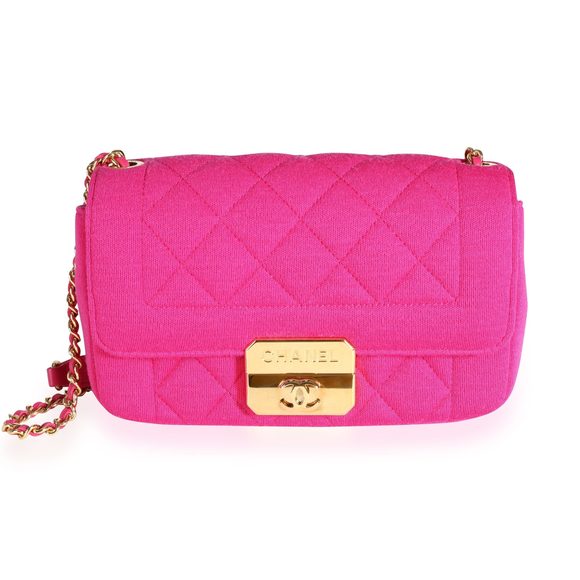 Chanel Fuchsia Jersey Quilted Chic With Me Mini Flap Bag - Picture 1 of 9